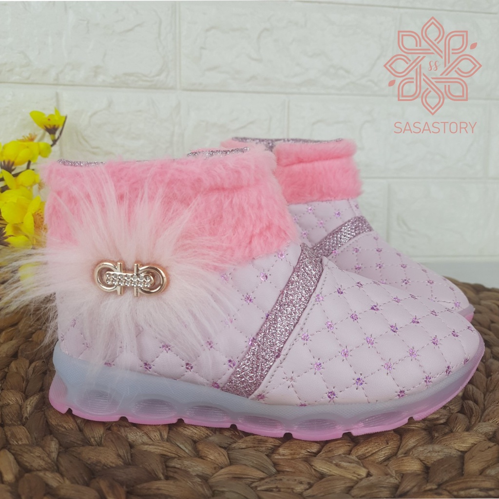 SEPATU BOOTS PINK ANAK PEREMPUAN 3 4 5 6 TAHUN DA01