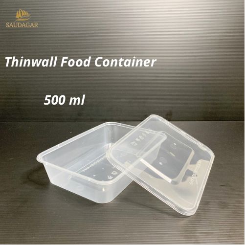 Thinwall persegi panjang 500 ml / Kotak makan plastik rectangular