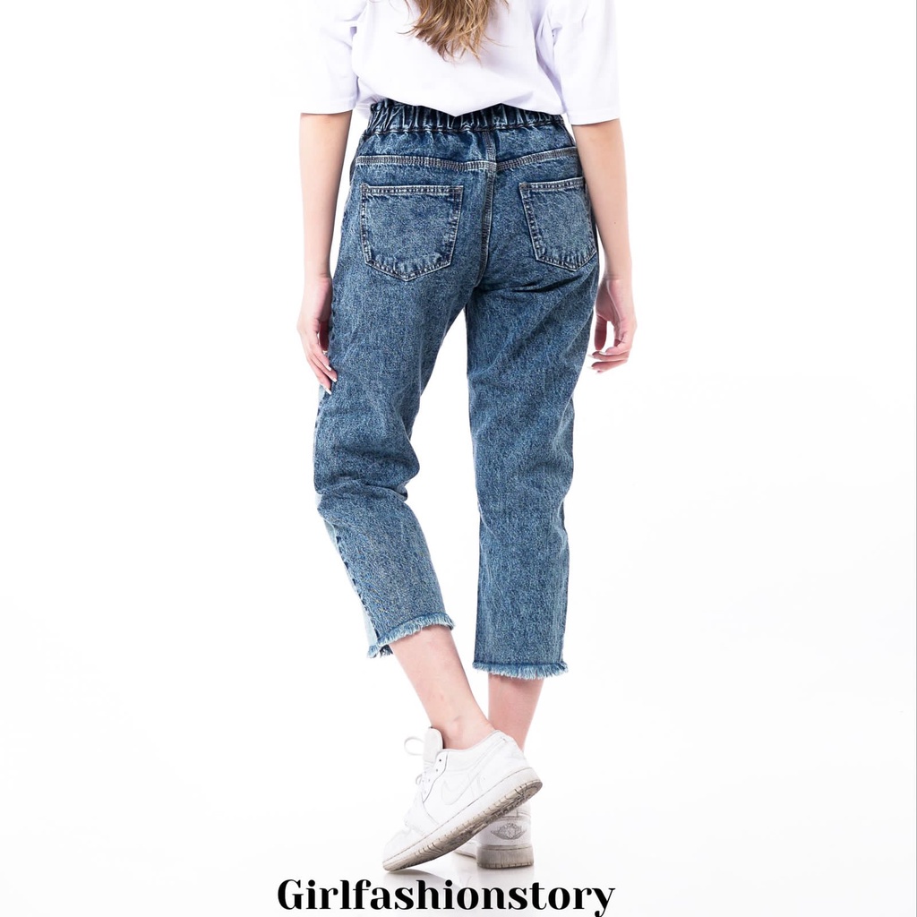 BEFAST - ZFS OOTD Wanita Jeans UMJI / 893 DINDA BOYFRIEND KARET / Jeans Wanita Terbaru / Celana Panjang Wanita Remaja / Celana Denim Kekinian / Celana Denim Ala Style Korean / Keluaran Terbaru / Trendy