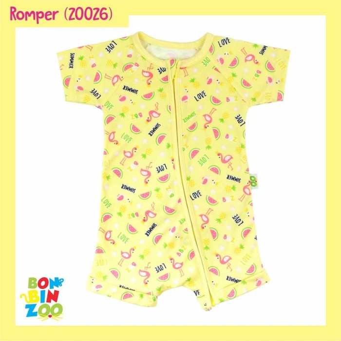 BONBINZOO Romper Bayi Resleting Bayu Kodok Segi Empat Baby Jumper