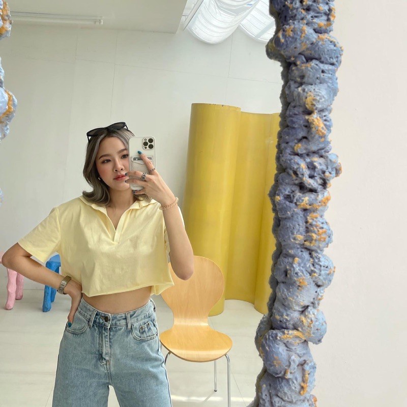 BEFAST - ZEC OOTD Wanita Atasan ZUHA / Kerah Polos Crop Top / Atasan Crop Wanita / Atasan Model Style Korean / Atasan Crop Kekinian