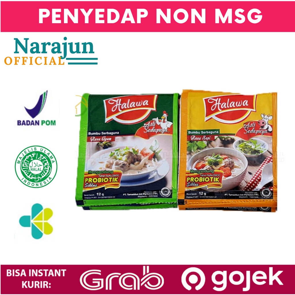 

BUMBU MASAK HALAWA ORGANIK NON MSG PENYEDAP RASA SERBAGUNA 1 GANTUNG ISI 12 SACHET PROBIOTIK FLAVOR ENHANC HEALTY