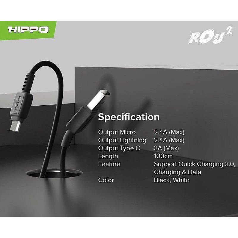 HIPPO KABEL DATA ROU2 100CM USB MICRO 2.4A