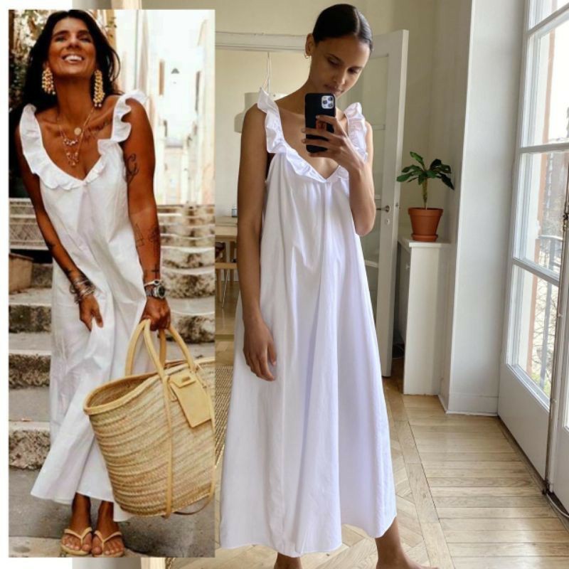 Hm flounce White maxy dress