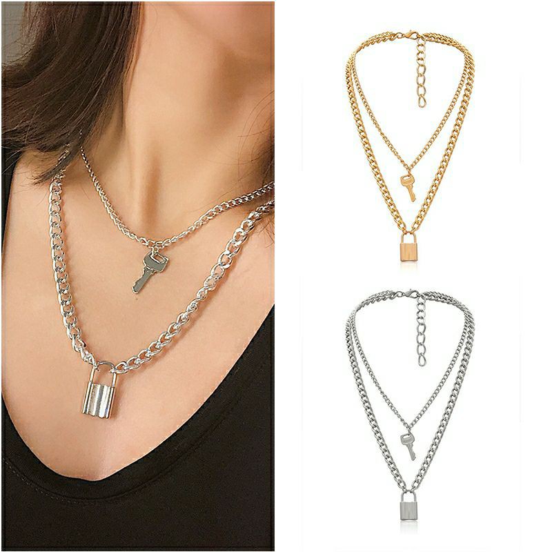 Kalung Gembok Korea Padlock Necklace Korean 2 Layer PGM K69