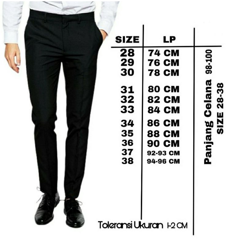 Celana Kantor Formal Kerja Bahan Dasar Pria Slimfit Size 27-38