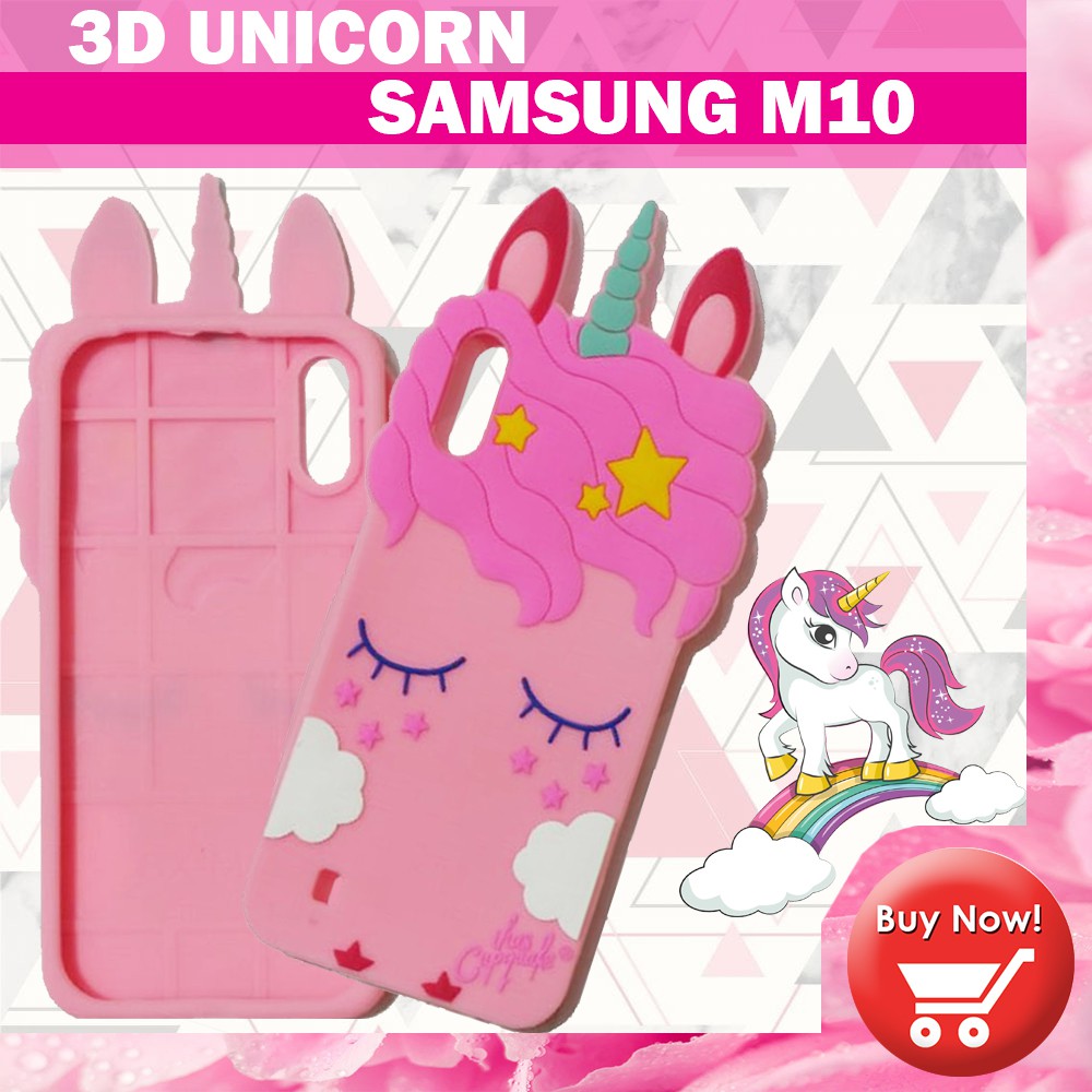 3D Cartoon Unicorn Case Samsung Galaxy M10 Softcase 4D Samsung M10 Silikon 3D Unicorn / Silikon