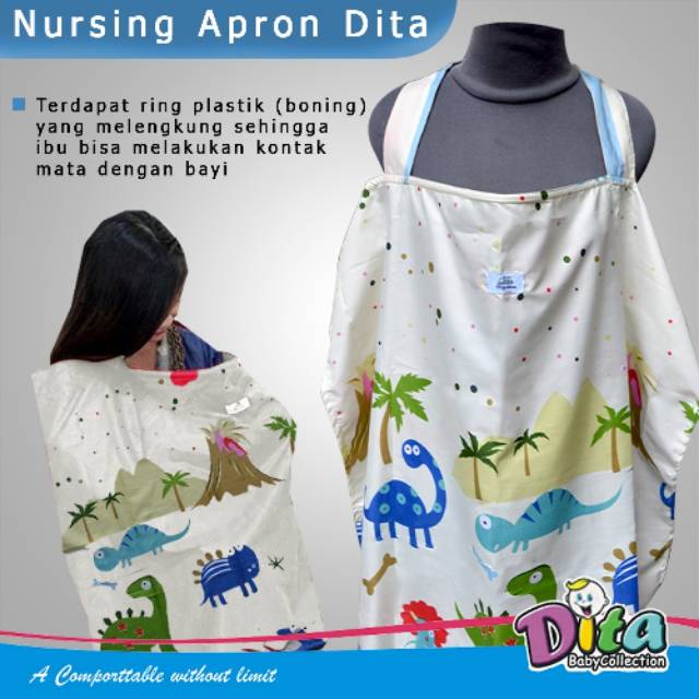 Celemek menyusui Nursing Apron menysui Dita 1 dan 2 Lapis ada kantong, penutup menyusui