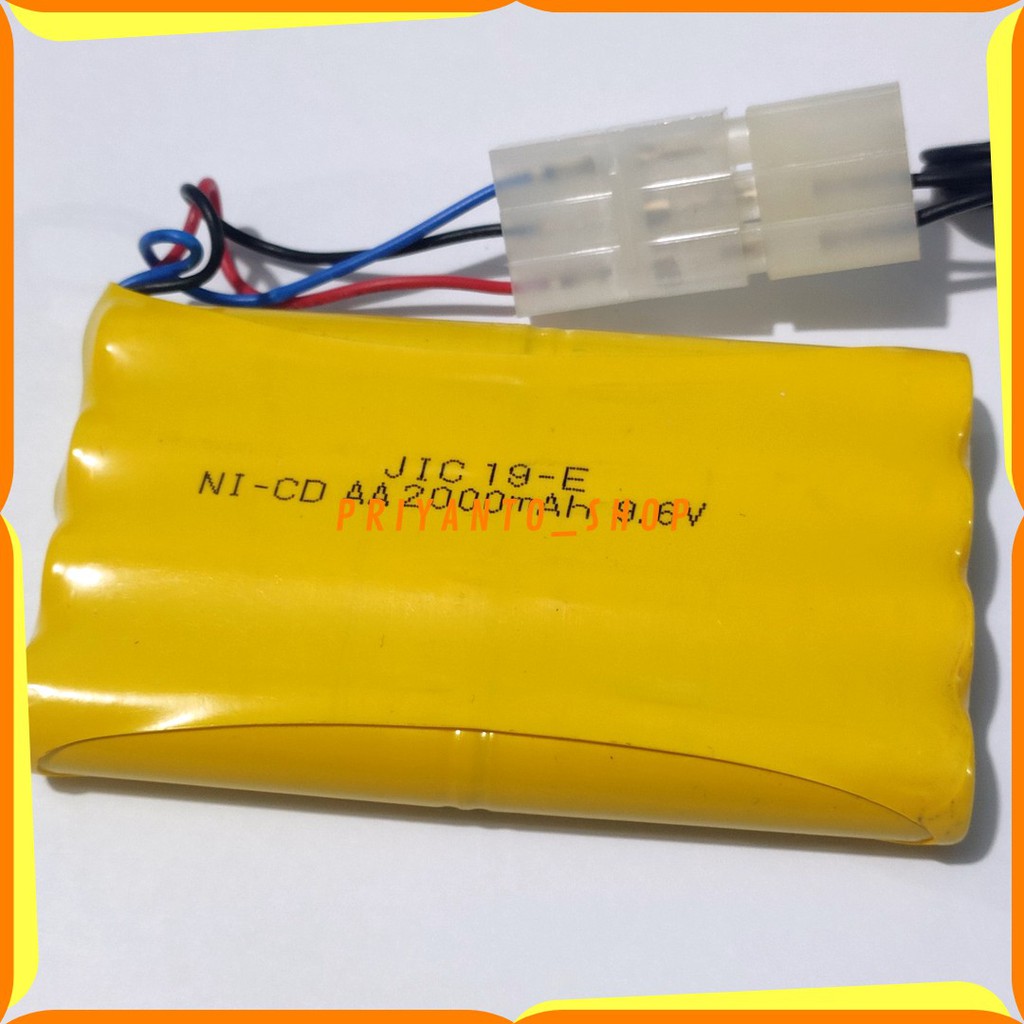 Paket Baterai NiCd RC AA 2000mAh 9.6V Model 3 Socket Putih isi 8