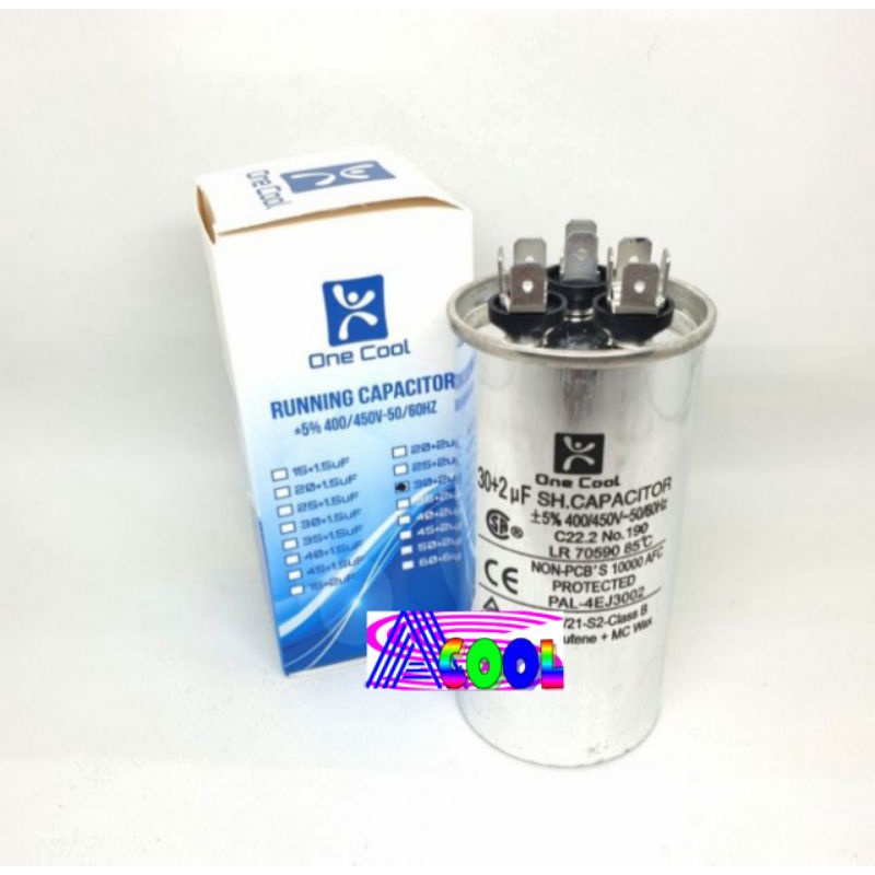 Kapasitor AC 30+2 uf 3 Soket/Running Capacitor-Kapacitor 30+2uf