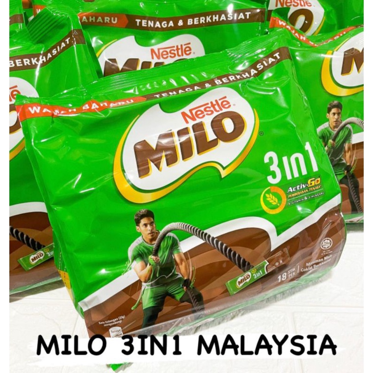 

NESTLE MILO ACTIVE GO IMPORT MALAYSIA 3IN 1 ISI 18 STIK