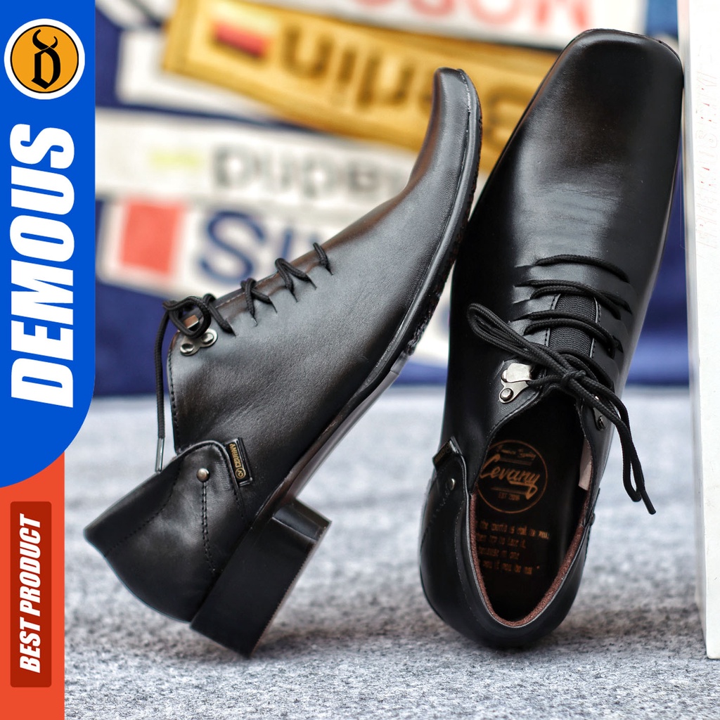 Sepatu Pantofel Pria Sepatu Formal Pria Kulit Asli Tali Sepatu Pantopel Hitam Kerja Kantor DEMOUS BONES