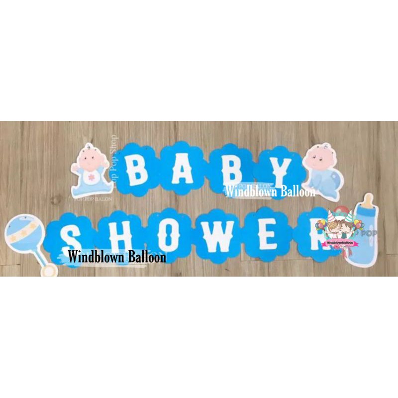 BANNER / BUNTING FLAG BLUE BABY SHOWER BOY / AQIQAH BAYI LAKI2