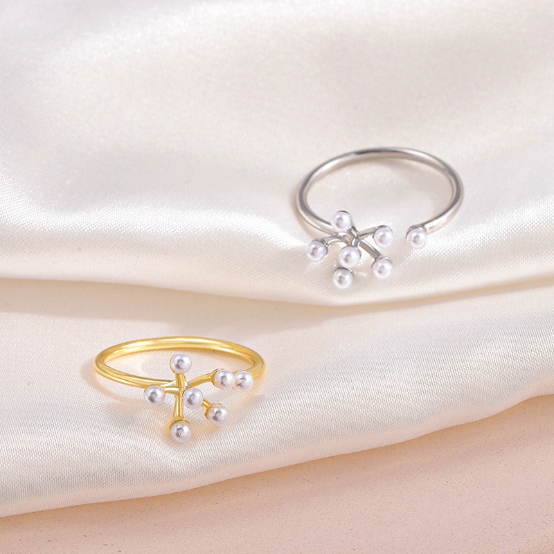 Fancyqube Perhiasan Cincin Bentuk Bunga Kerang Air Tawar Aksen Mutiara Gaya Elegan Untuk Wanita