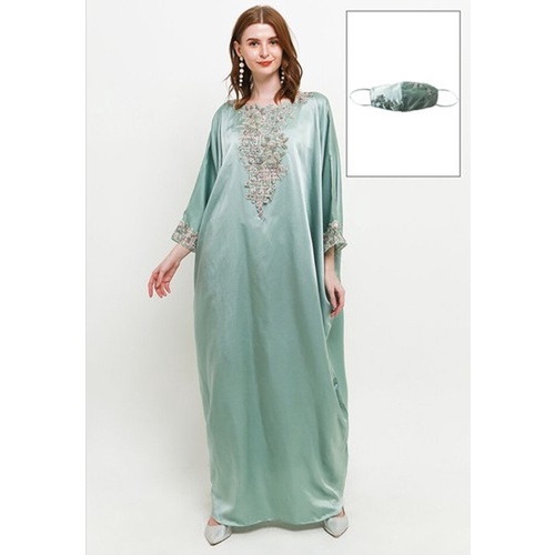 ICONS RUCH EMBELLISHED KAFTAN W/ FACE MASK LEBARAN MODERN MEWAH FASHION WANITA MUSLIM TNIC0613BB/0422