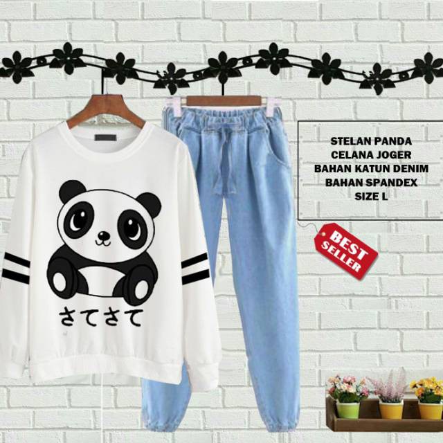 TOKO BAJU TANAH ABANG TANAH ABANG STELAN DENIM BABY PANDA