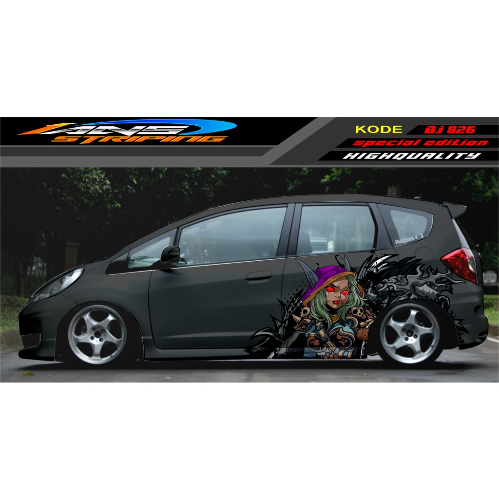 STICKER DECAL MOBIL HONDA JAZZ, SIGRA, YARIS, SWIFT / DECAL MOBIL / DECAL STICKER MOBIL ANIMASI