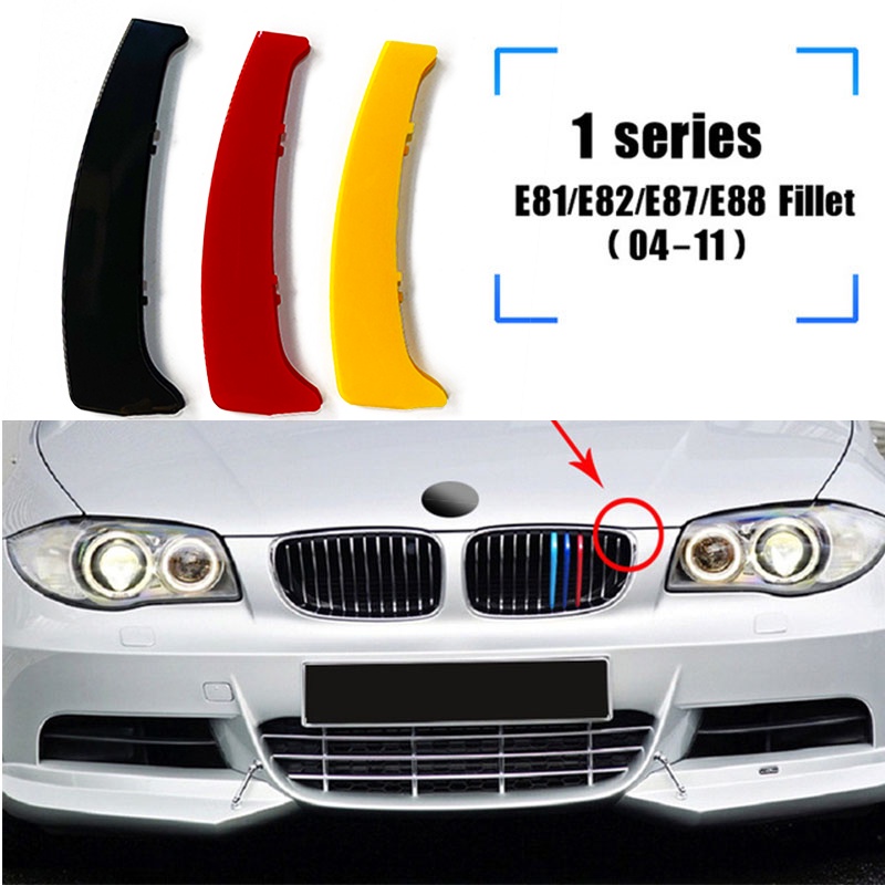 3 Pcs Strip Klip Trim Grill Mobil Balap BMW E87 E82 E81 E88 1 Series 2004-2011 M Power Bahan ABS