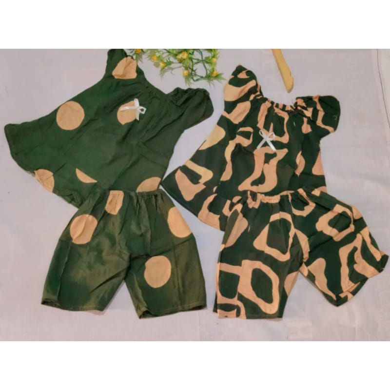 SETCEL (BABYDOL) Usia 1-2th Grosir baju anak perempuan cantik rayon murah santai bayi motif-HIJAU BOTOL