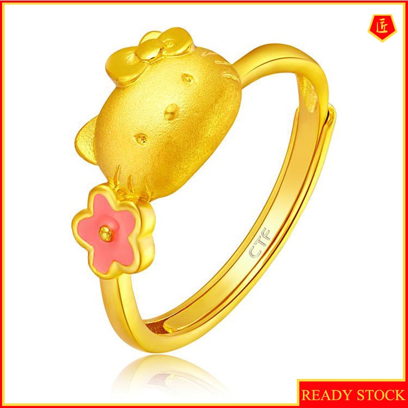 [Ready Stock]3D Golden Comic Cat Ring Fashion Personality