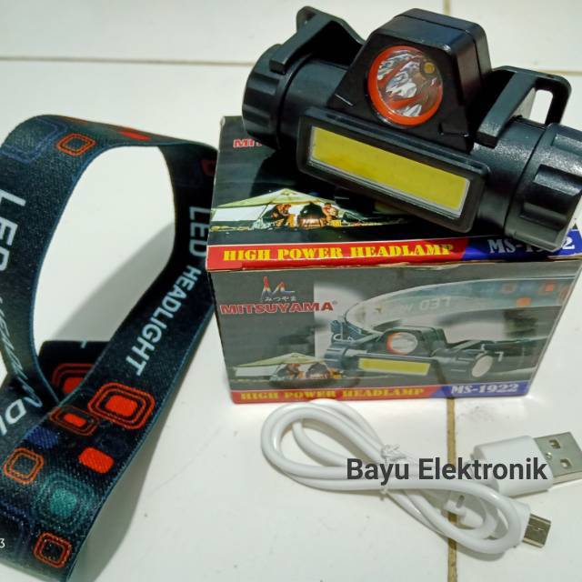 Senter Kepala Sorot Mitsuyama MS-1922 High Power Headlamp Senter Kepala LED Cas Lampu Emergency