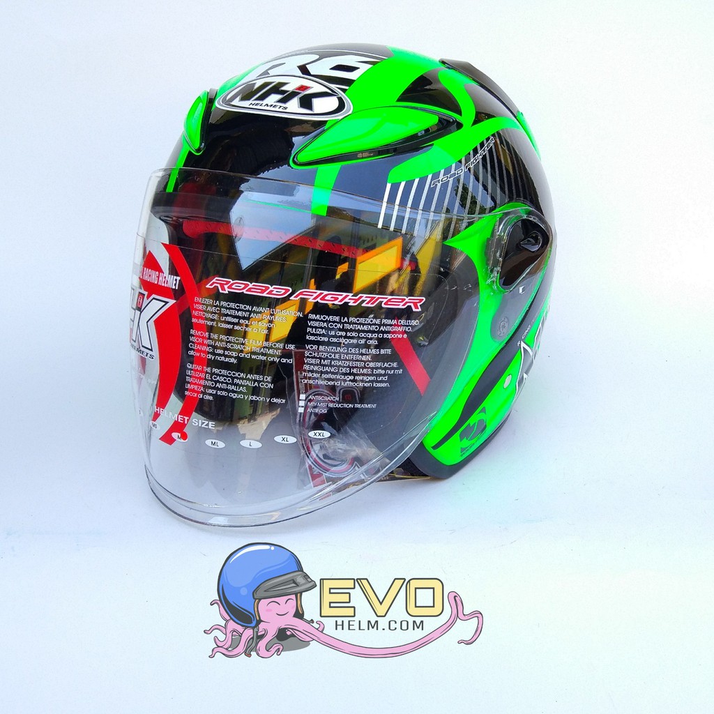 NHK R6 SPECTRA GRAPHIC Half Face - Single Visor GREEN FLUO