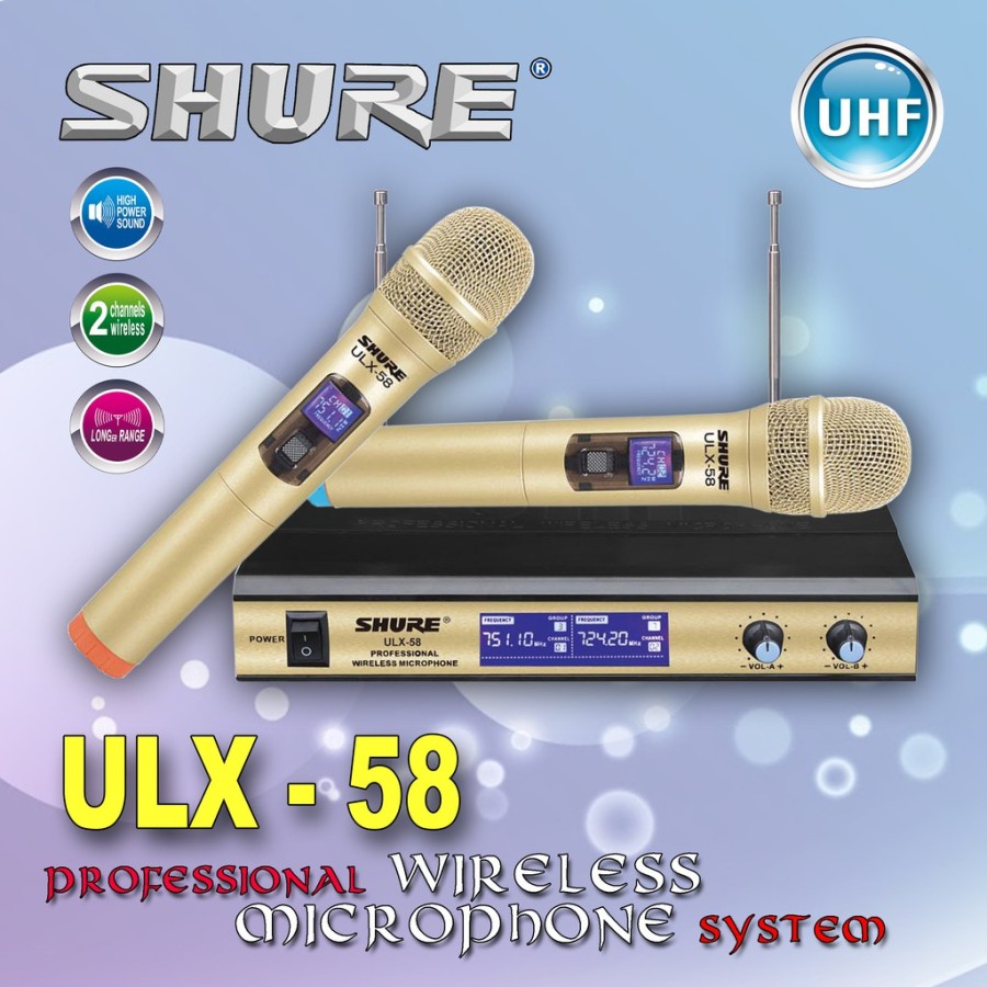 Microphone Wireless ULX 58 Mic Karaoke  Mikrofon Tanpa Kabel