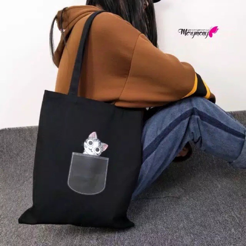 ( READY ) TAS - TOTEBAG WANITA KUCING