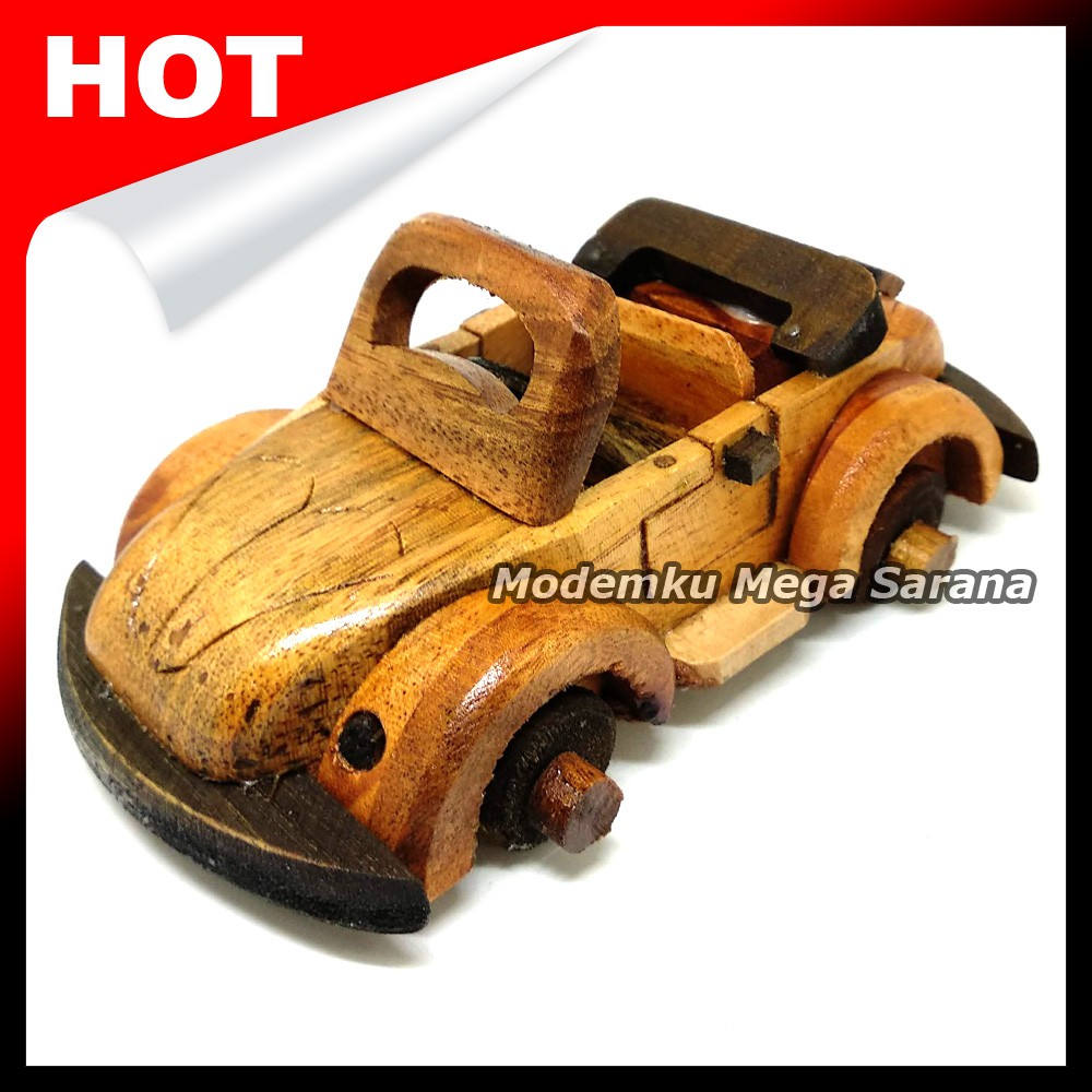 Diecast Miniatur Mobil VW Terbuka Kayu - Ukuran S Mini 13x7x5 cm