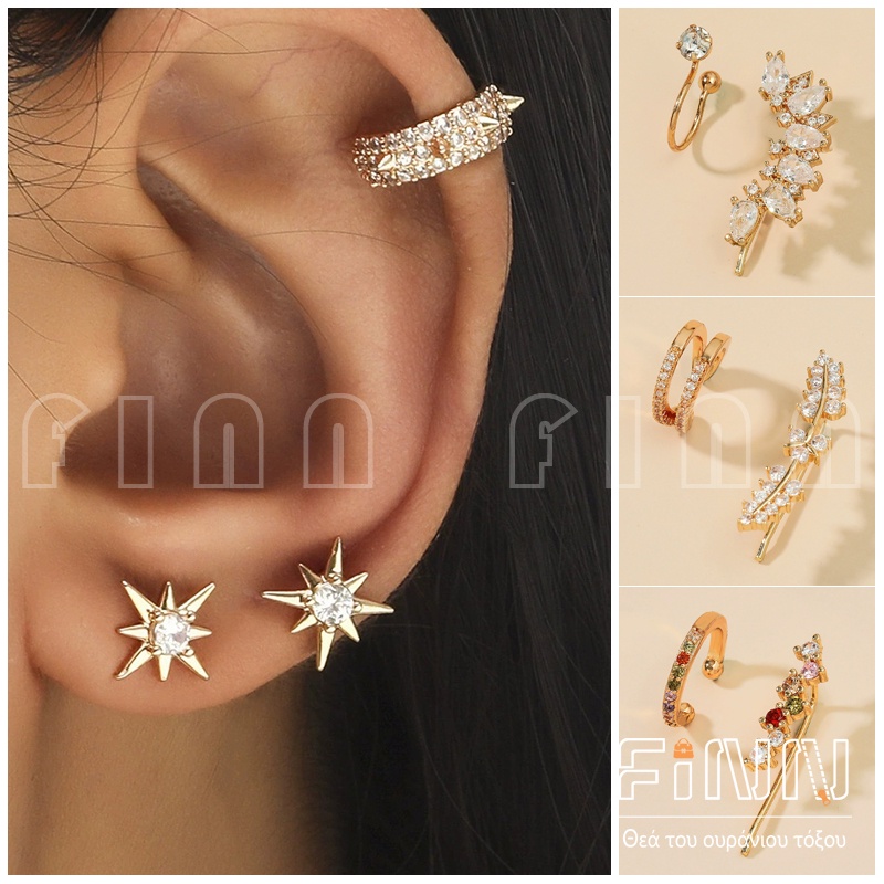 Anting Kli[p Wanita Korea Fashion Korea Retro Clip - Klip Telinga Double-Lapisan Retro Sederhana Tanpa  Tindik