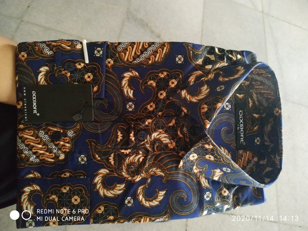 Kemeja Batik Pria Lengan Panjang Bl72 Katun Motif Modern Dixmont Semi Slimfit Premium