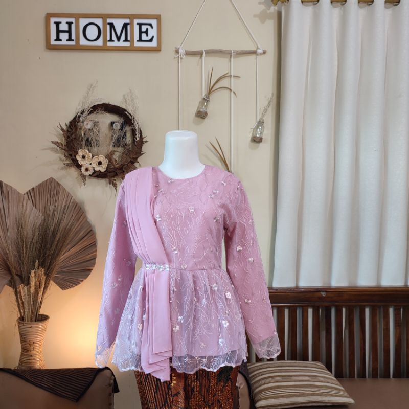 KEBAYA SELENDANG LAMARAN, WISUDA, DOMAS, BRIDESMAID (ATASAN SAJA)-Rose gold
