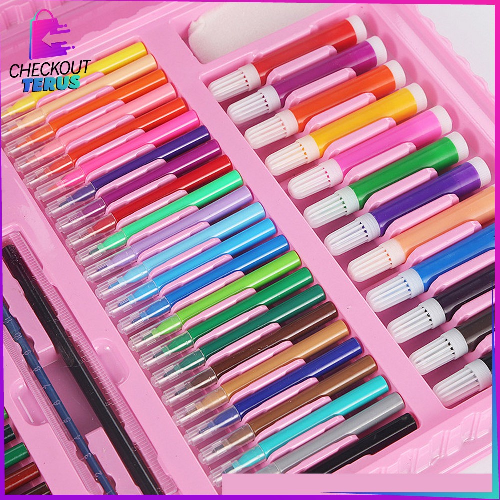 CT-A29 Peralatan Gambar Lukis Anak Mewarnai Set Isi 208PCS Pensil Warna Crayon Alat Tulis Oil Paste Colouring Book kids