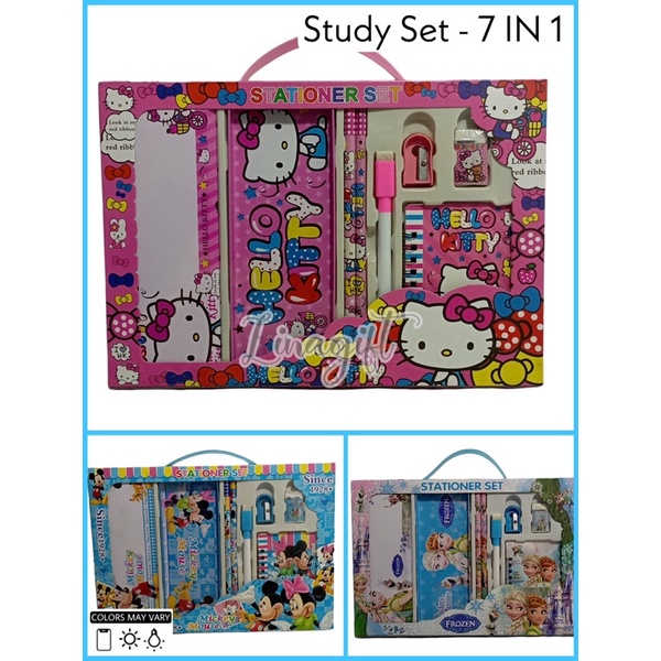 STUDY STATIONERY SET - PAKET ALAT TULIS SEKOLAH KARAKTER / SOUVENIR ULANG TAHUN ANAK 3 IN 1, 5 IN 1, 6 IN 1, 7 IN 1, BTS BT21