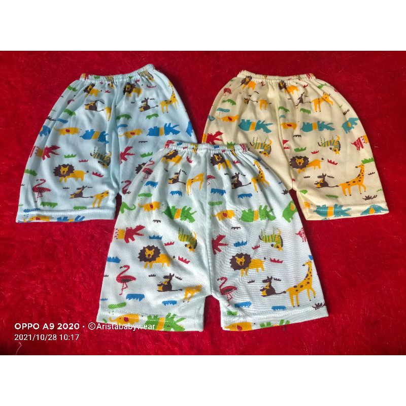 ARISTAbaby - (3PCS) CELANA PENDEK BAYI, FULL MOTIF