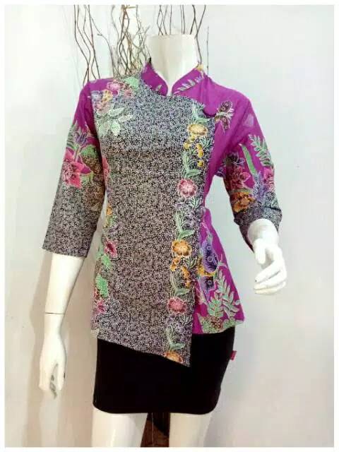 SIMIFASHION Blouse Wanita Etnik model Shanghai murah motif sapu ukuran M L XL XXL (jumbo)-5