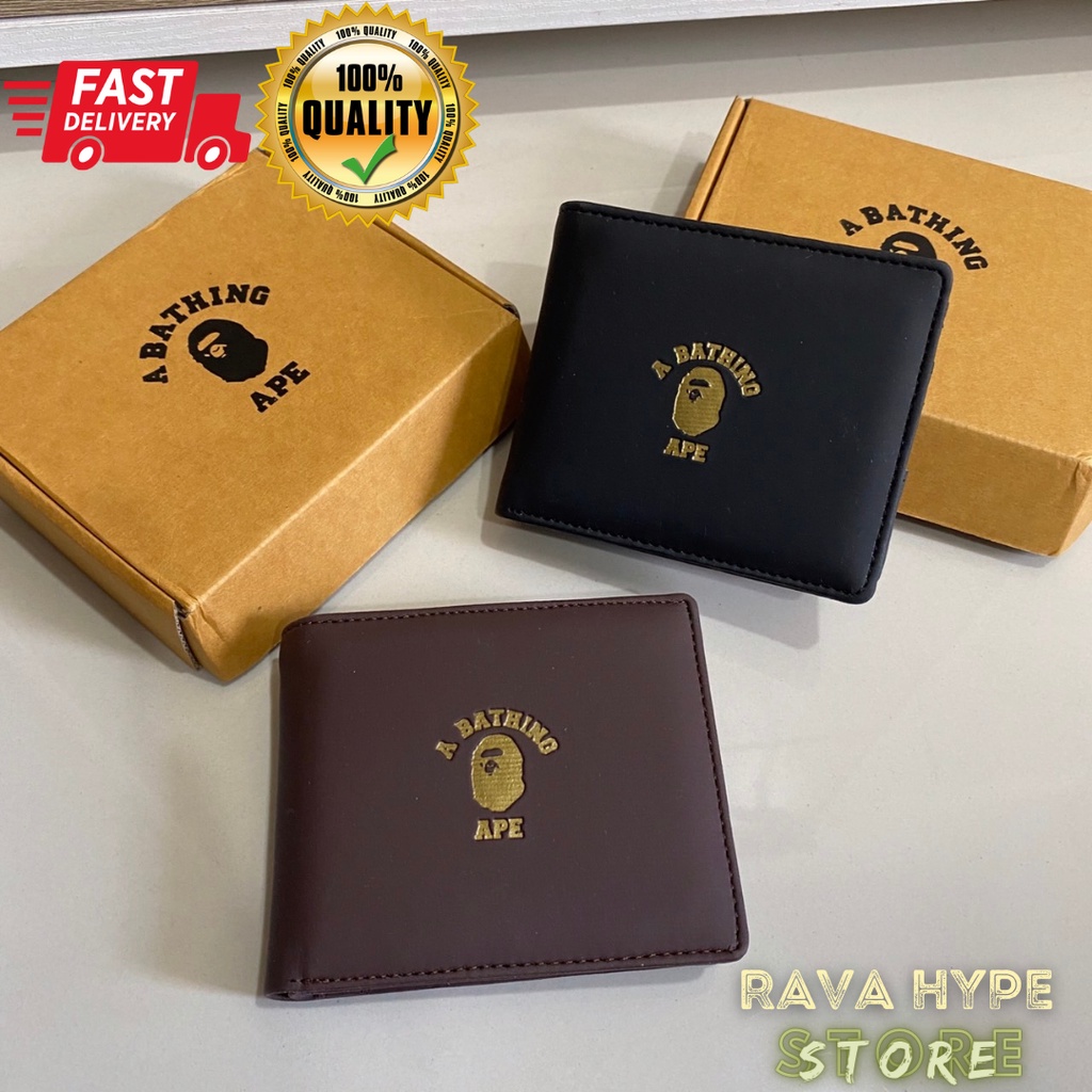 BAPE Wallet with BOX / Dompet Pendek Kulit Pria Wanita