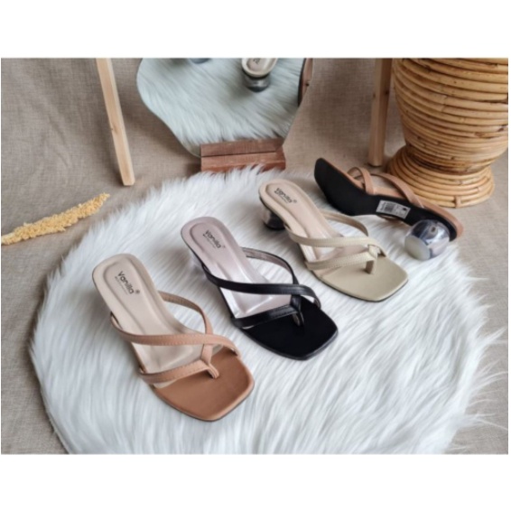 SEPATU HEELS WANITA CANTIK KOREA MURAH HAK TAHU TALI TINGGI HAK TRANSPARAN KRISTAL Us 86