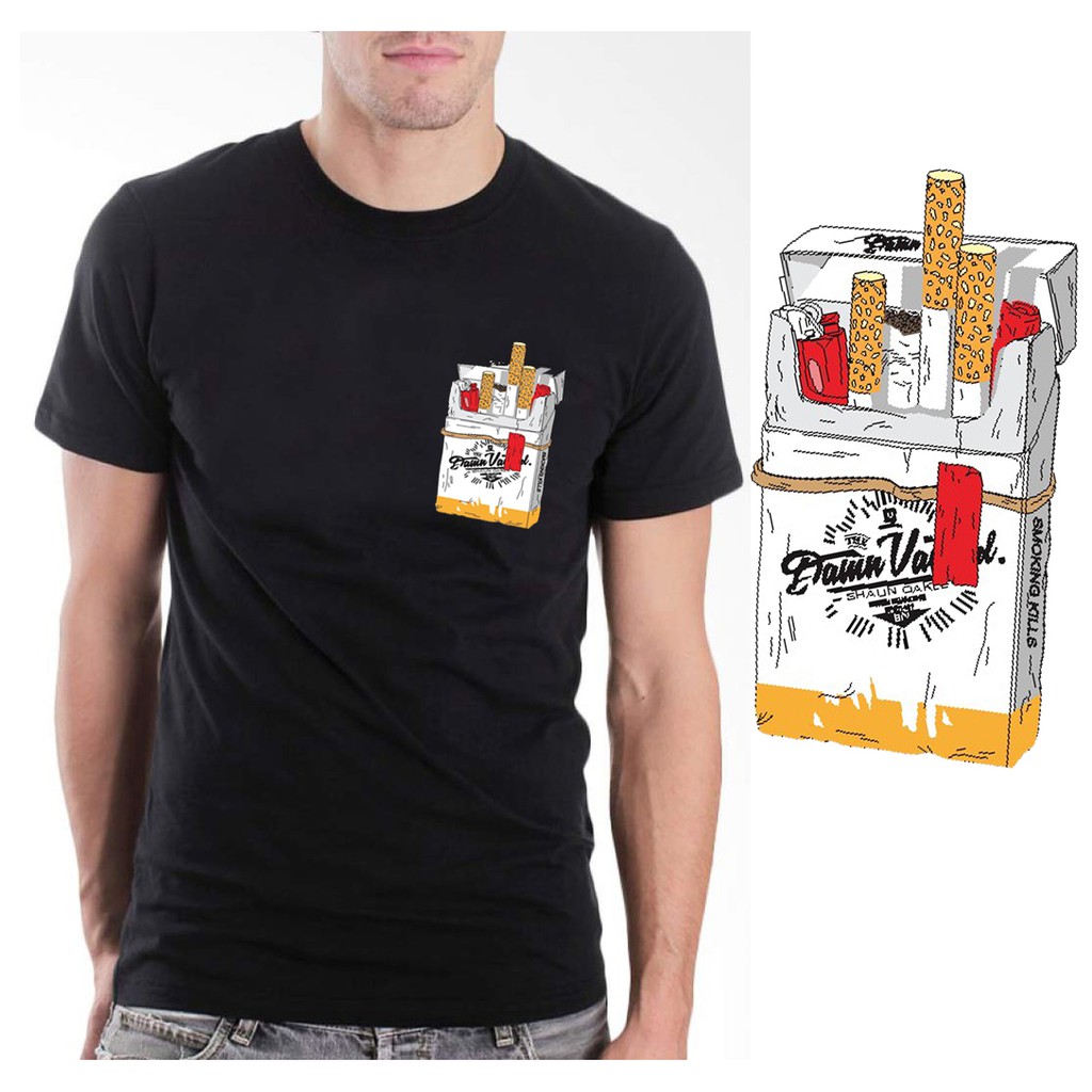 Kaos Pria Lengan Pendek Gambar &quot;Rokok&quot;