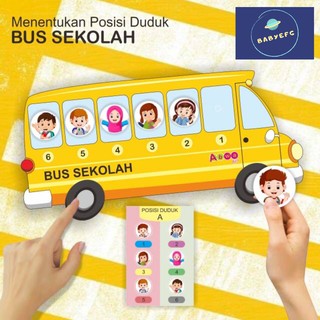 Busy Page Posisi Tempat duduk Bus Sekolah pola mainan edukasi
