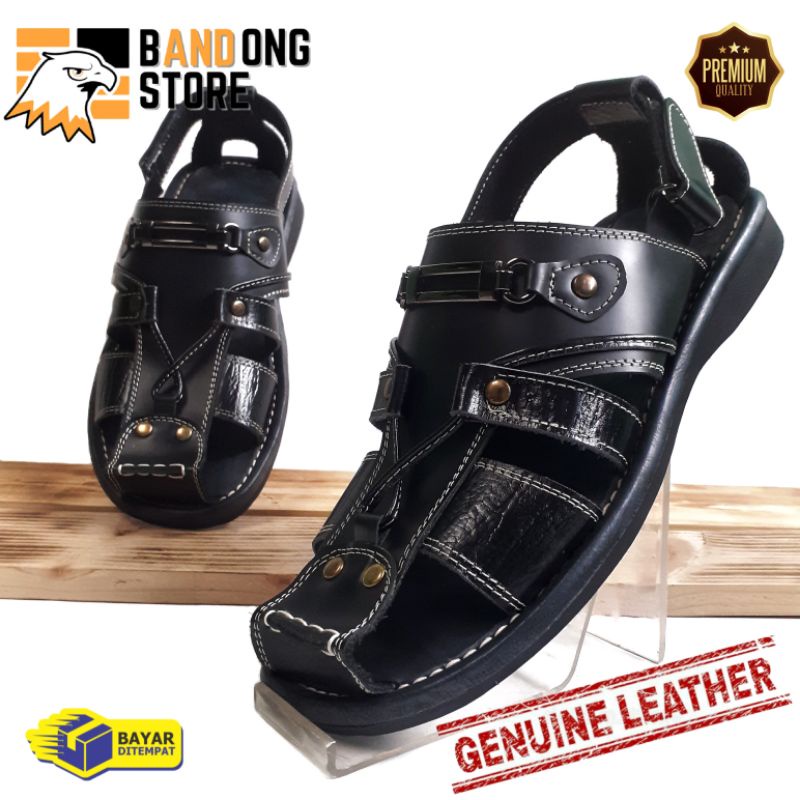 Sandal pria kasual kulit asli sepatu pria tali original kulit asli sepatu sandal gunung kulit asli