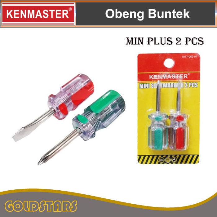 Obeng Buntek 2pcs Kenmaster Obeng Pendek Min Plus - Obeng Cebol