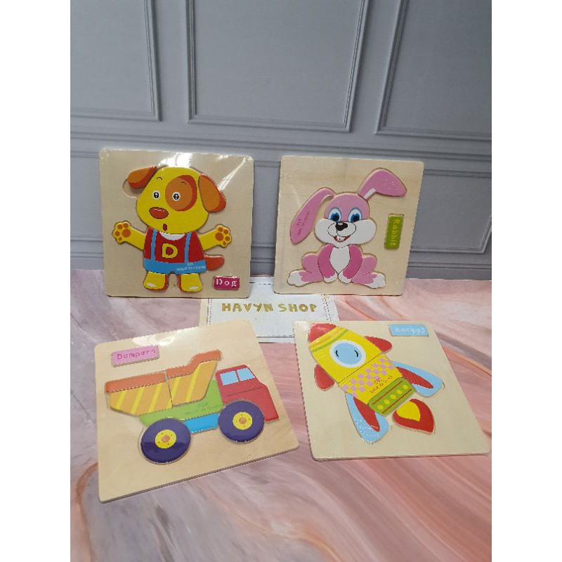 PUZZLE KAYU MINI kecil 15cm x 15cm/mainan edukasi anak-2