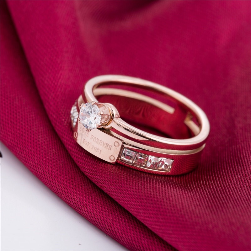 Cincin Titanium Diamond Look Mewah Premium Trending Vintage Fashion