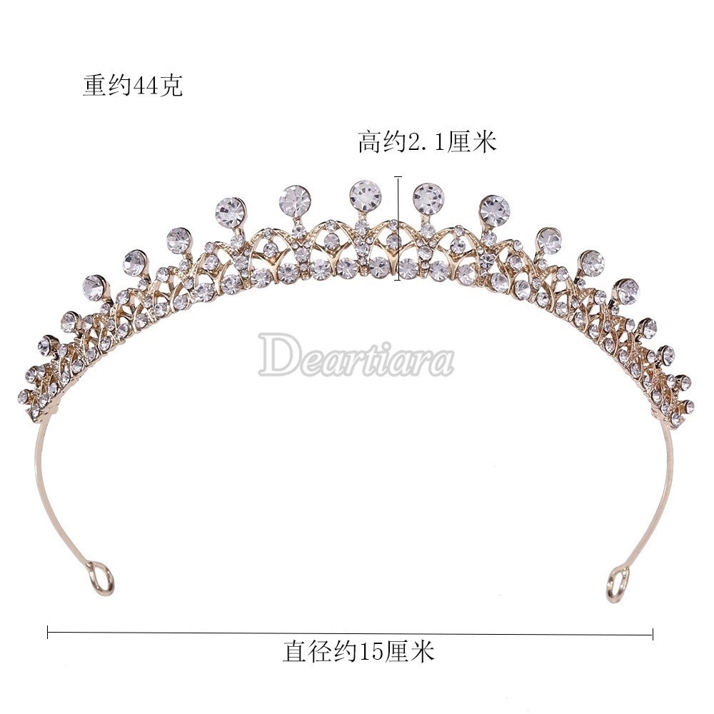 【Spot】Bridal Headdress and Hair Accessories Alloy Inlaid Rhinestone Simple Small Crown