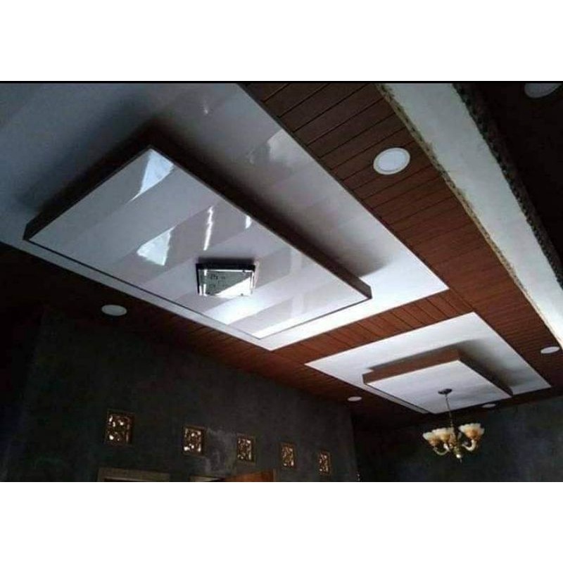 plafon PVC motif putih coklat elegan