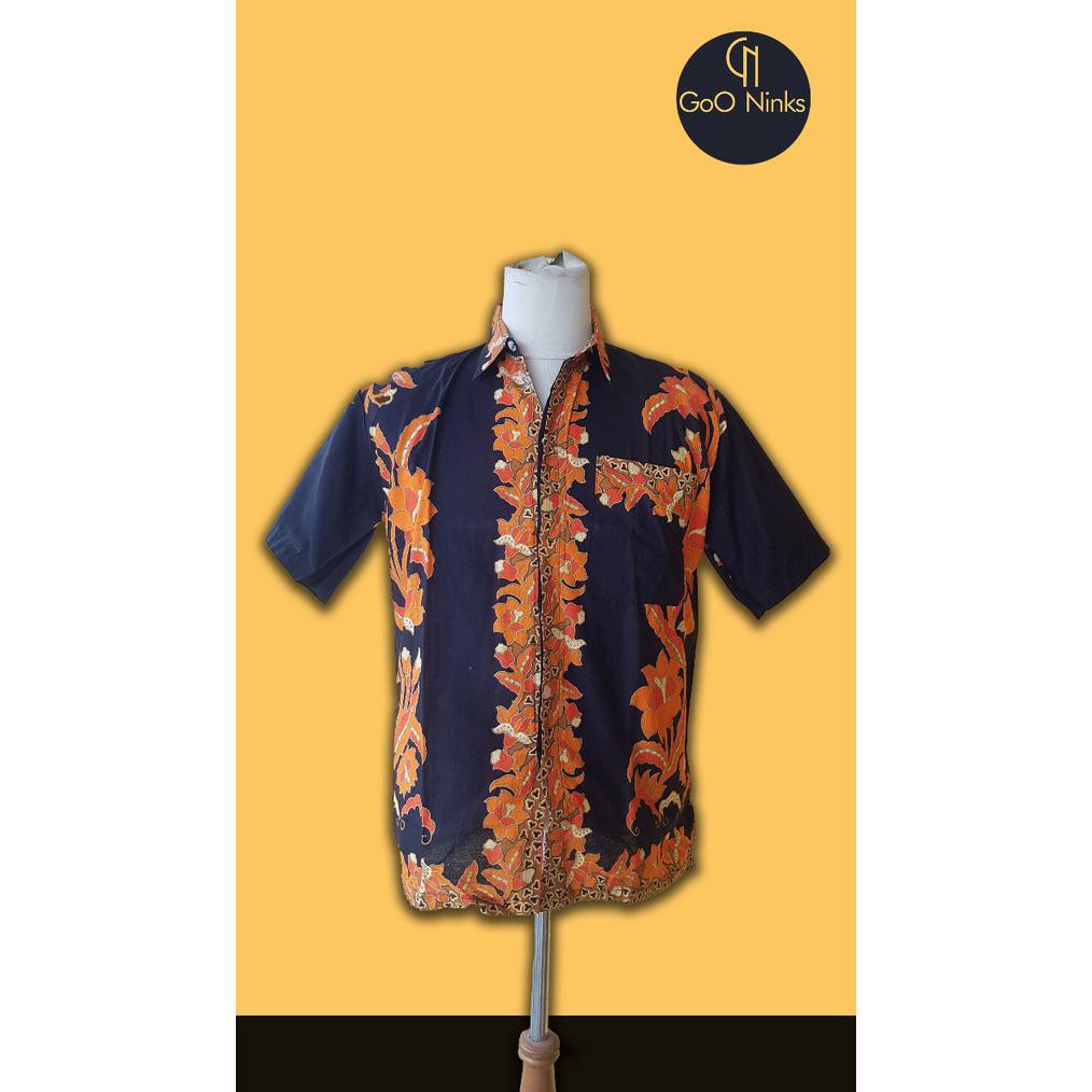 KEMEJA PRIA HITAM ORANGE/MOTIF BUNGA