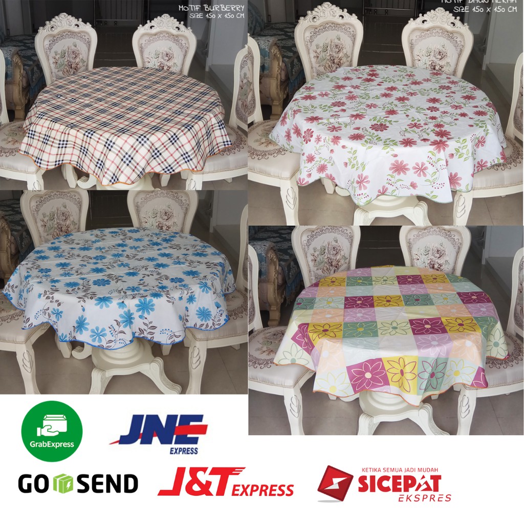 (BIG SIZE) Taplak Meja Makan Bulat Ruang Tamu Anti Air Alas PVC / Round