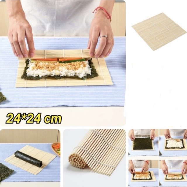 Tikar penggulung sushi makisu sushi roller bamboo mat alat masak dapur Tikar Penggulung Sushi Makisu Bamboo Roll Rolling Mat Gulungan Nasi Sushi Kimbap