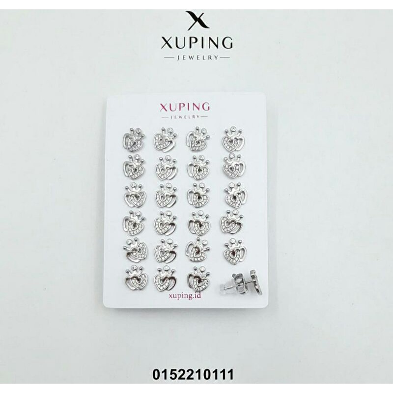 Anting Mata Love Mahkota Chrome Emas Putih